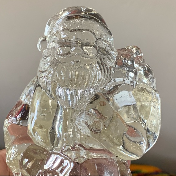 Set of Clear Glass Christmas Santa Claus Votive Candle Holders Statues 7” Decor - Picture 7 of 10